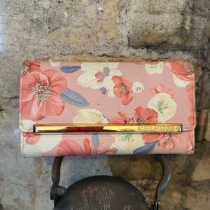 Steve Madden Pink and Cream Floral Wallet with FantasticMatalic Gold Interior!!!